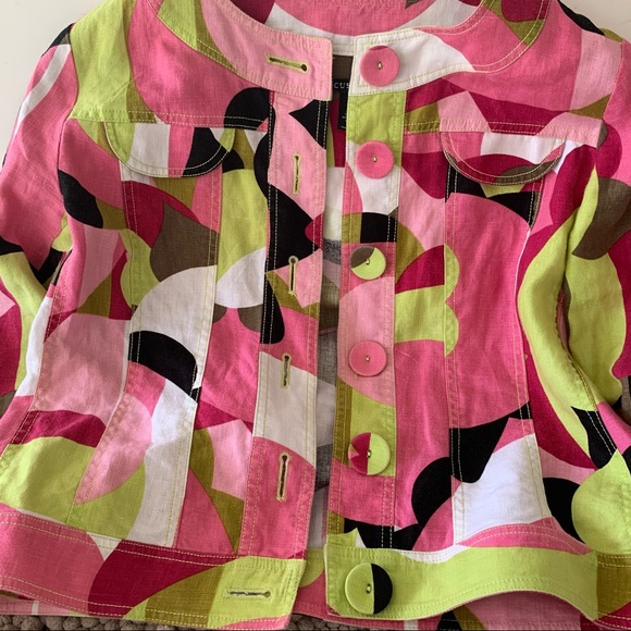 Linen multi color jacket With matching material buttons - Picture 5 of 5